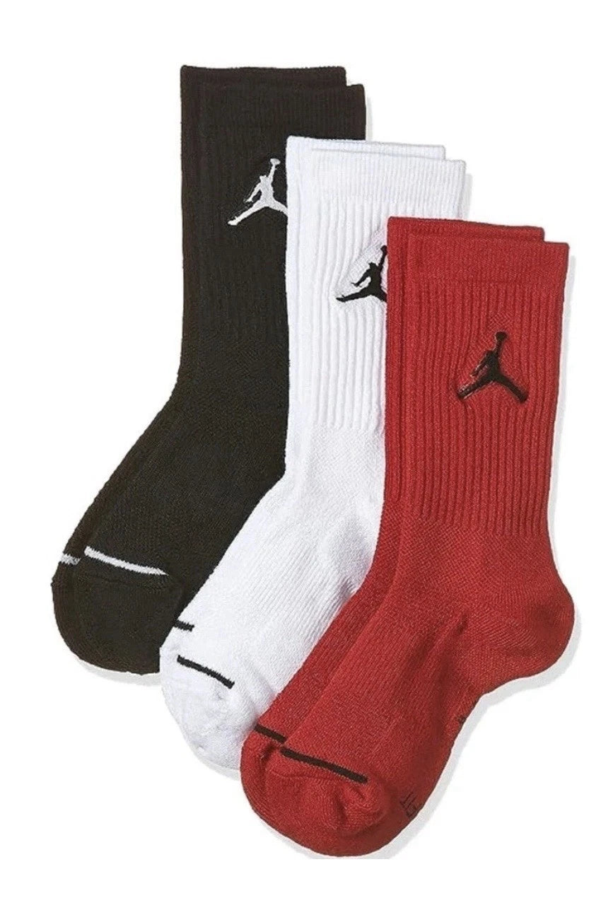 3-Pack Air Jordan Everyday Max Crew Socks-White-Black-Red Men's Large 8-12